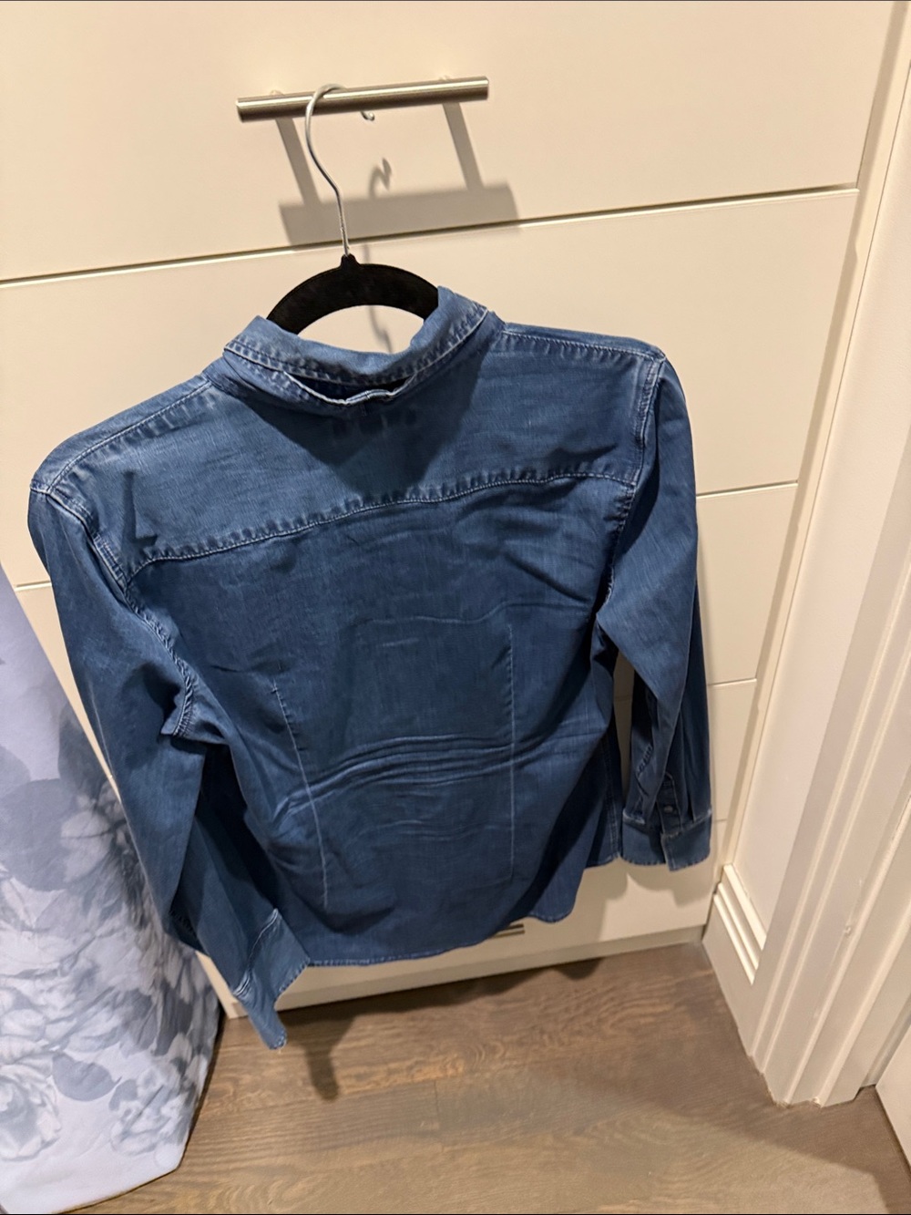 Banana Republic Women's Denim Tie-Neck Blouse - Blue - Picture 4 of 4